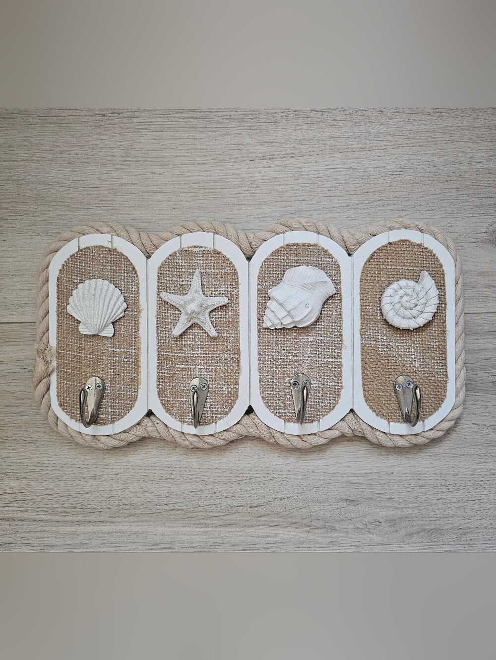 Coastal Rope Trim Seashell Wall Hook Plaque – Beach Cottage Décor